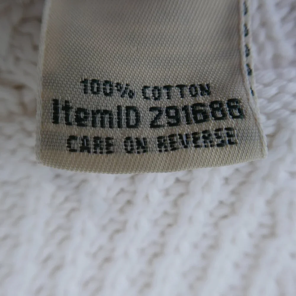 Vintage LL Bean Ivory 3D Cable Knit Cardigan Mock Neck Fisherman Cotton Plus 2x